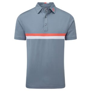Vīriešu polo krekliņš Footjoy Double Chest Band Pique pelēks/oranžs