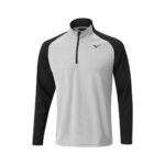 Mizuno Winter Breeze Block 1/4 Zip pelēks, izolēts vīriešu golfa sporta krekliņš