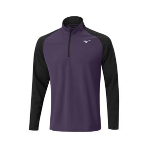 Mizuno Winter Breeze Block 1/4 Zip purpurs, izolēts vīriešu golfa sporta krekliņš