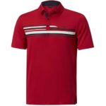 Vīriešu golfa polo krekliņš Mizuno Quick Dry Elite Stripe sarkans