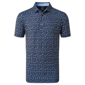 Vīriešu polo krekliņš Footjoy Travel Print Lisle Polo navy/blue
