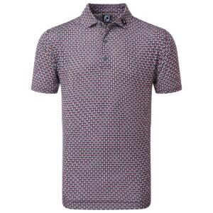 Vīriešu polo krekliņš Footjoy Half Moon Geo Lisle Polo melns/balts/orhīds