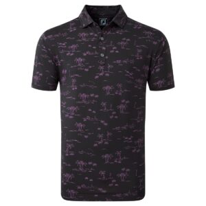 Vīriešu polo krekliņš Footjoy Tropic Print Lisle melns/orhidāns